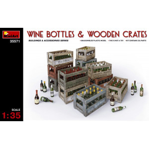 Wine bottles with wooden crates
